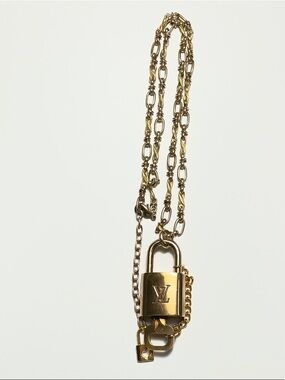 Authentic Louis Vuitton Brass Padlock and Key #304 put on a chain